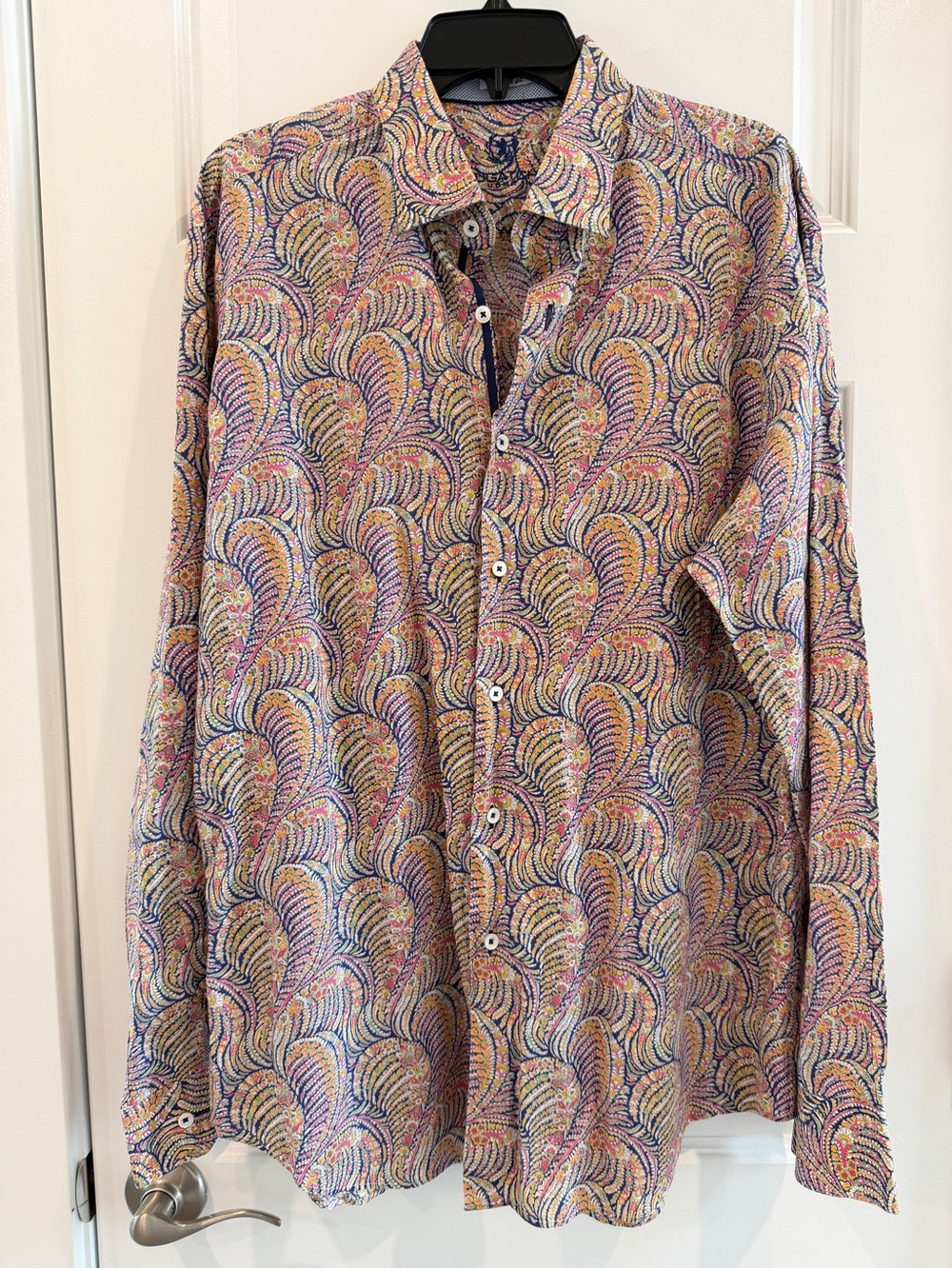 Bugatchi Men’s Multicolored Dress Shirt Shaped Fit Button Down Long Sleeve Sz XL